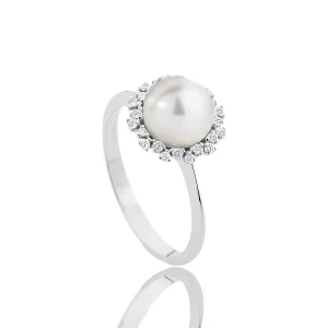 Anel de Pérolas e Diamante Coscia