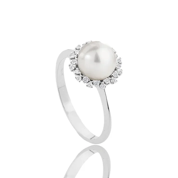 Anel de Pérolas e Diamante Coscia